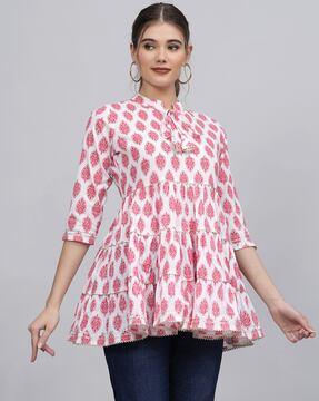 women block print regular fit tunic