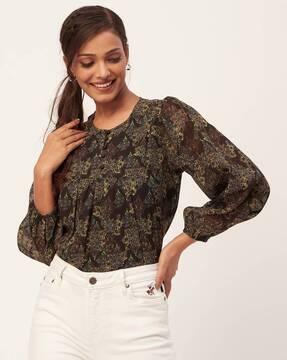 women block print regular print top