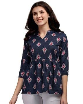 women block print relaxed fit top