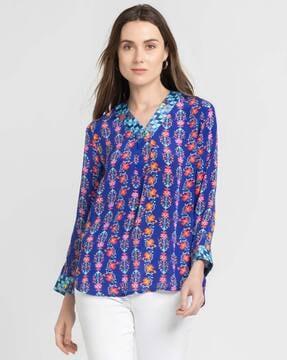 women block print relaxed fit top