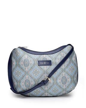 women block print sling bag