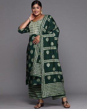 women block print straight kurta set