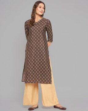 women block print straight kurta