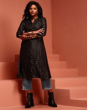 women block print straight kurta