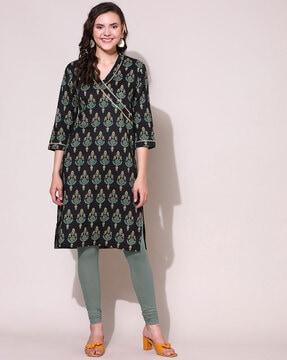 women block print straight kurta