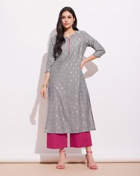 women block print straight kurta