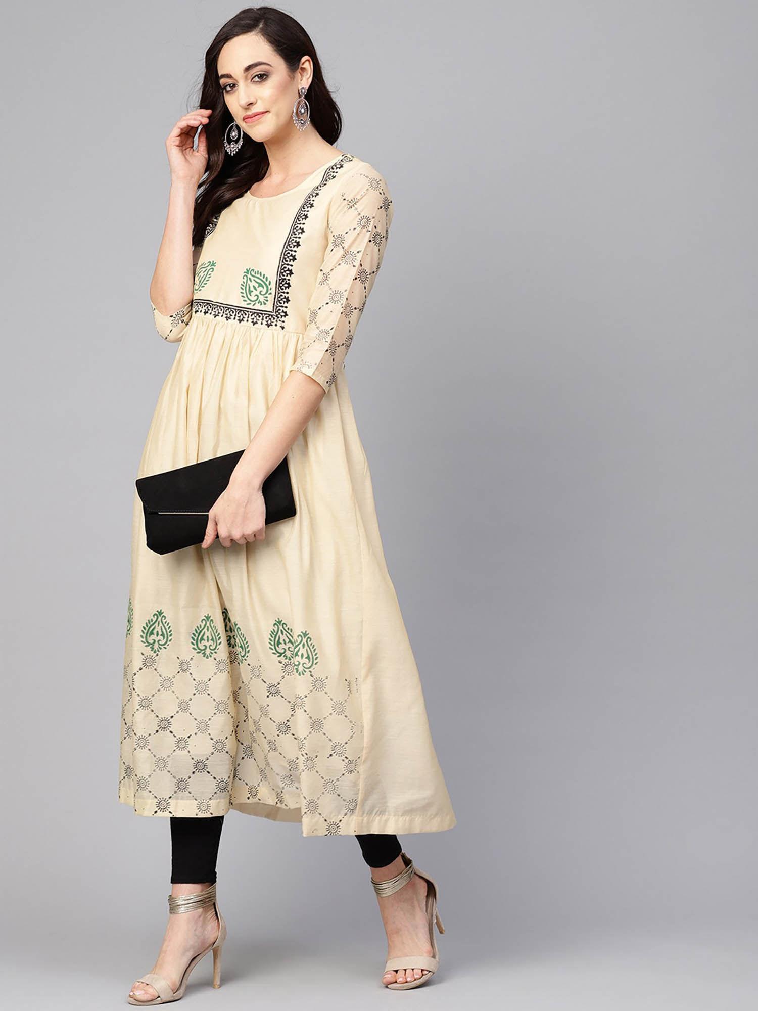 women block printed flared kurta