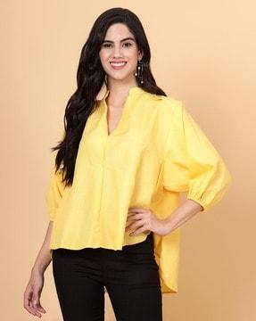 women blouse top with puff sleevs