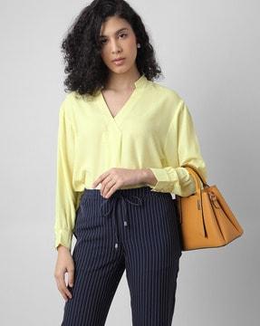 women blouse with notched neckline