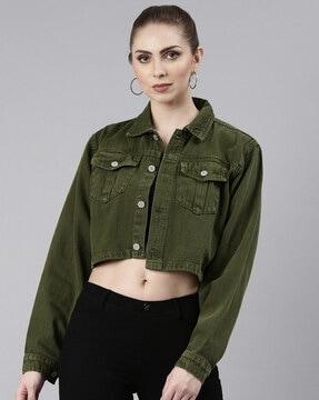 women blouson jacket with button-closure