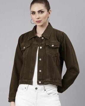 women blouson jacket with button-closure