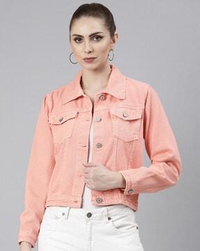 women blouson jacket with button-closure