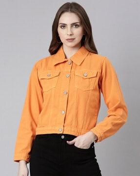 women blouson jacket with button-closure