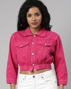 women blouson jacket with button-closure