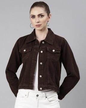 women blouson jacket with button-closure