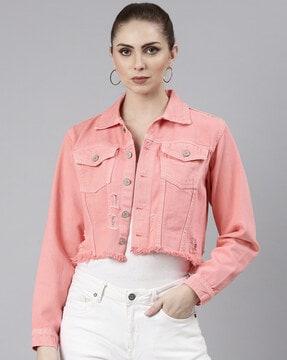 women blouson jacket with button-closure