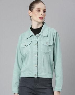 women blouson jacket with button-closure