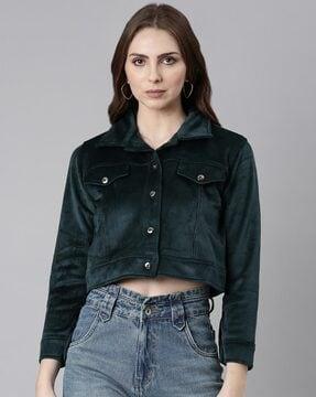 women blouson jacket with button-closure