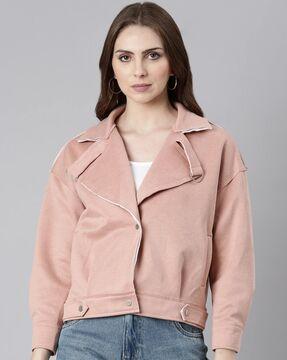 women blouson jacket with button-closure