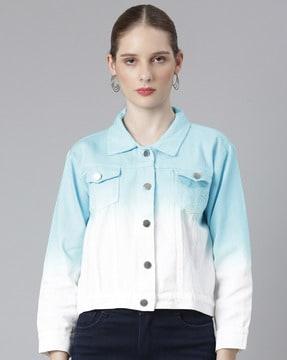 women blouson jacket with button-closure