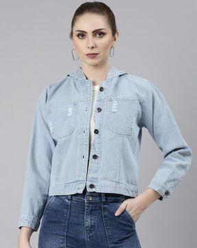 women blouson jacket with button-closure