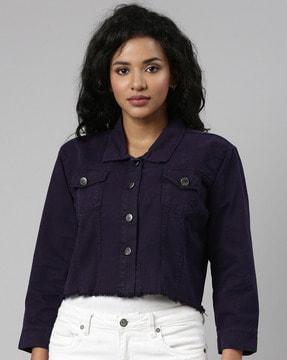 women blouson jacket with button-closure