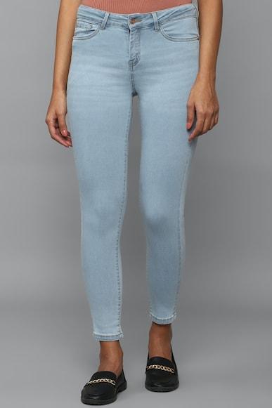 women blue ankle skinny fit light wash jeans