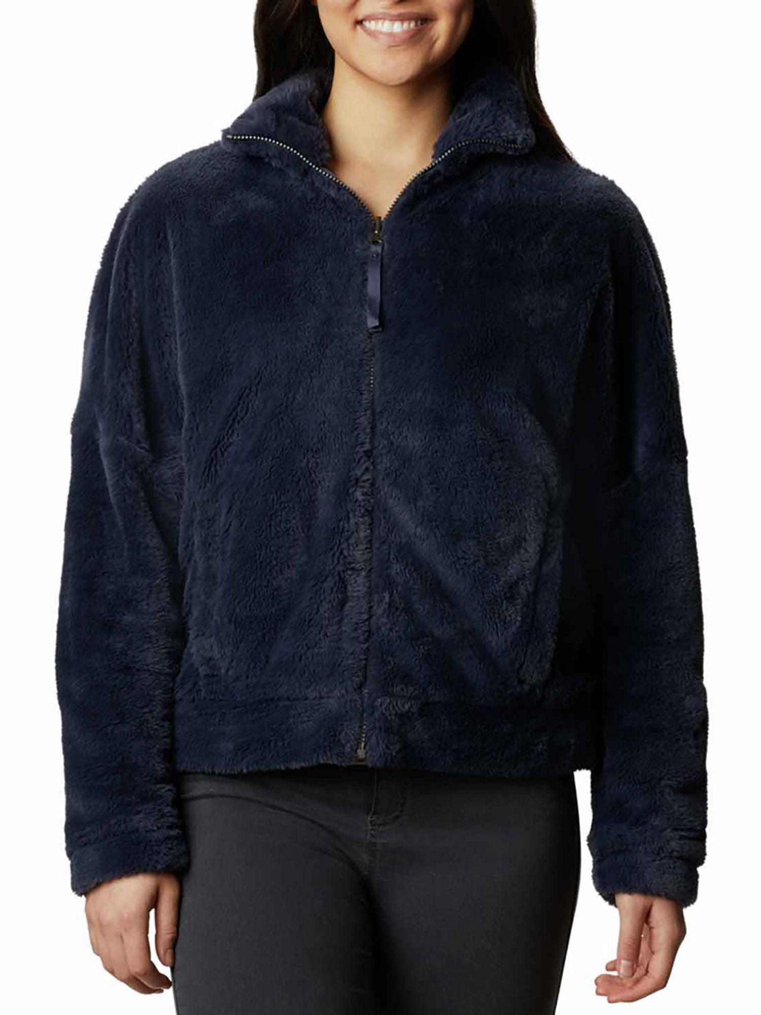 women blue bundle up full zip fleece jackets