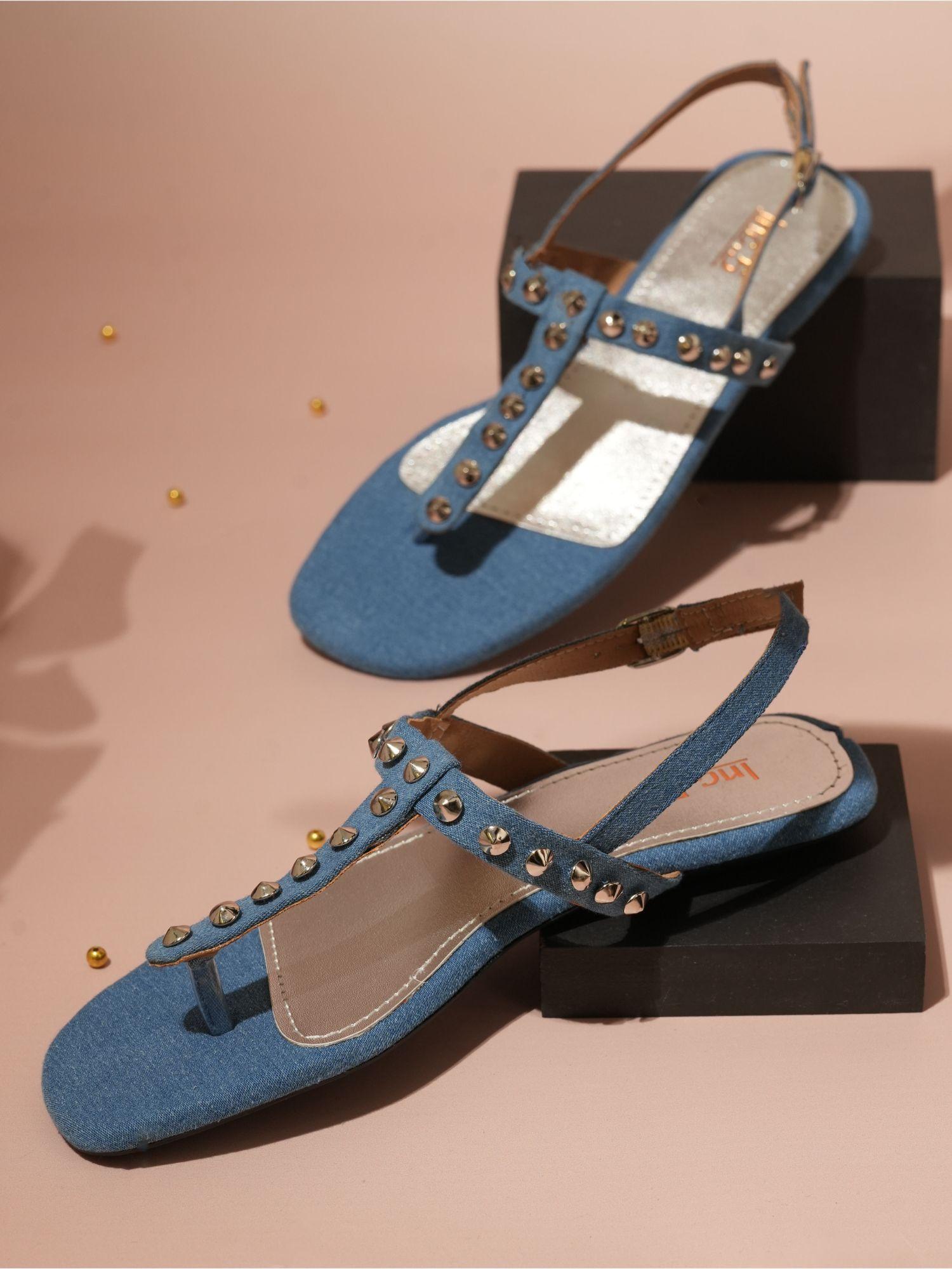 women blue casual sandals