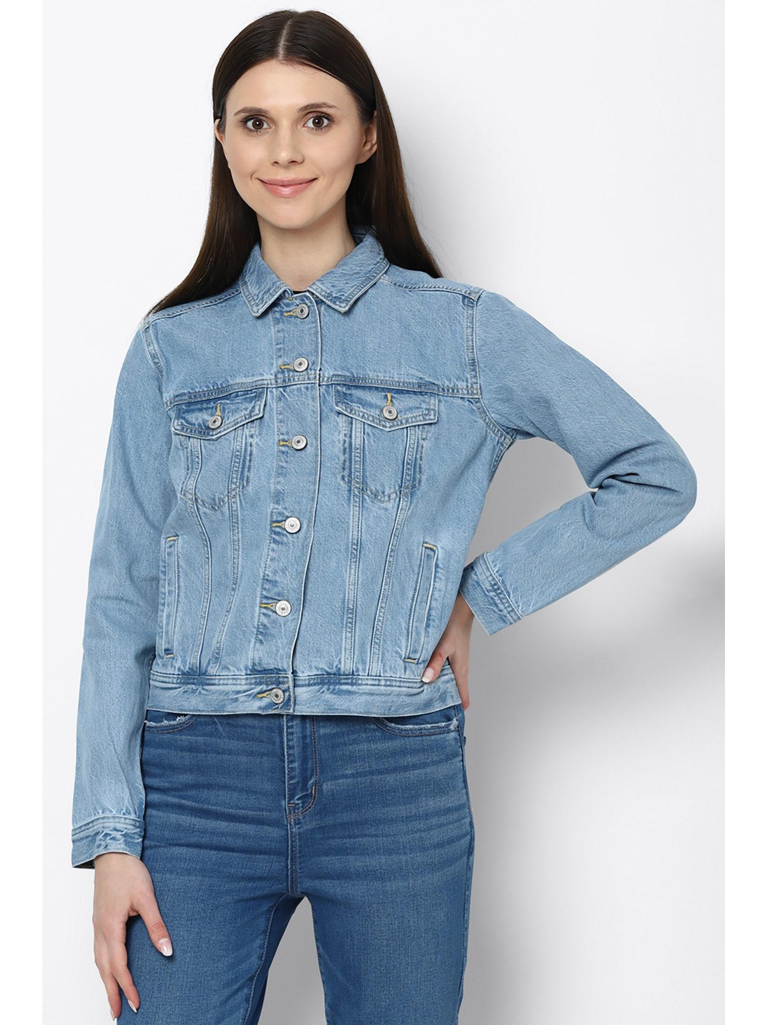 women blue classic denim jacket