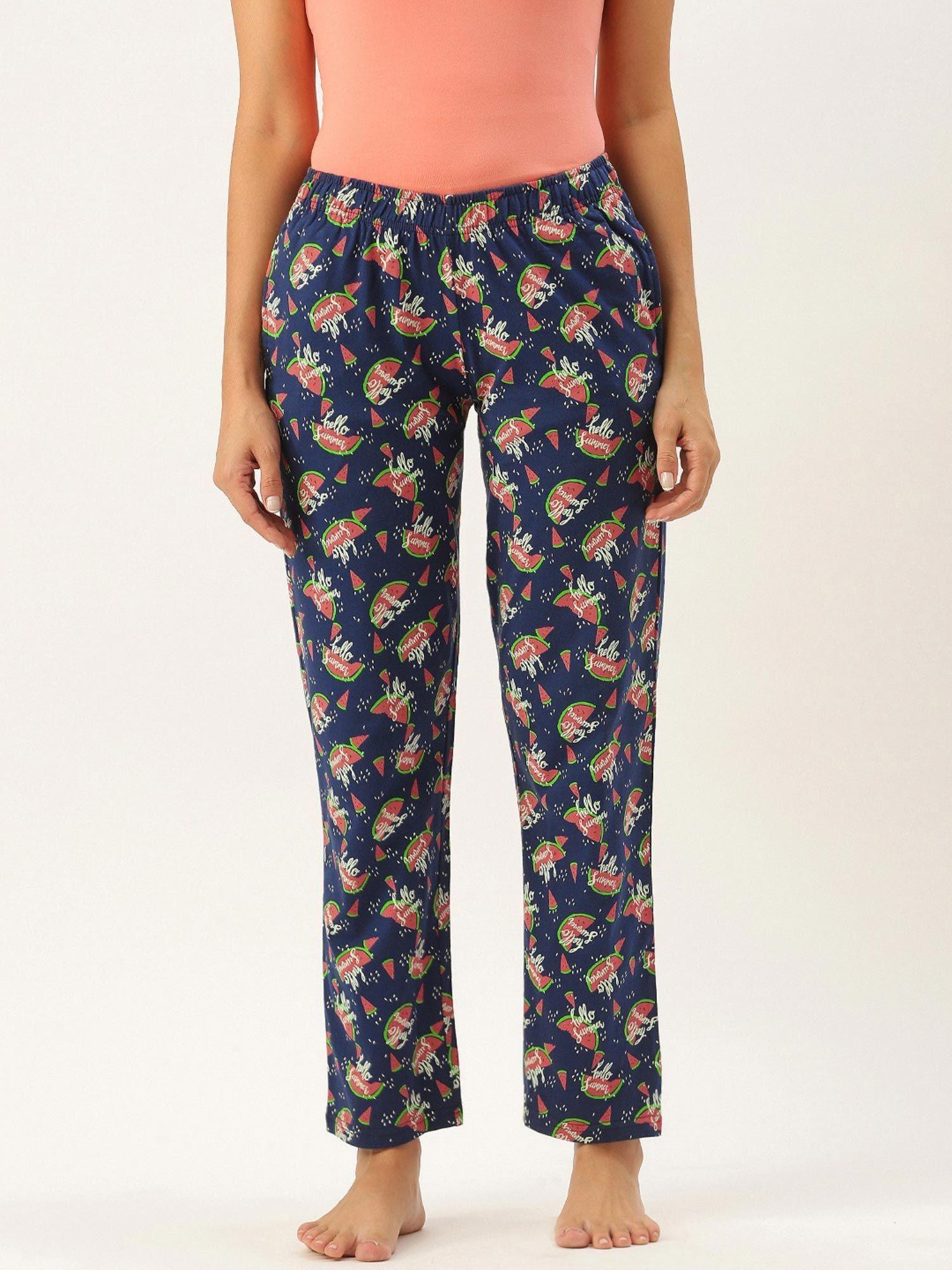 women blue cotton pyjamas