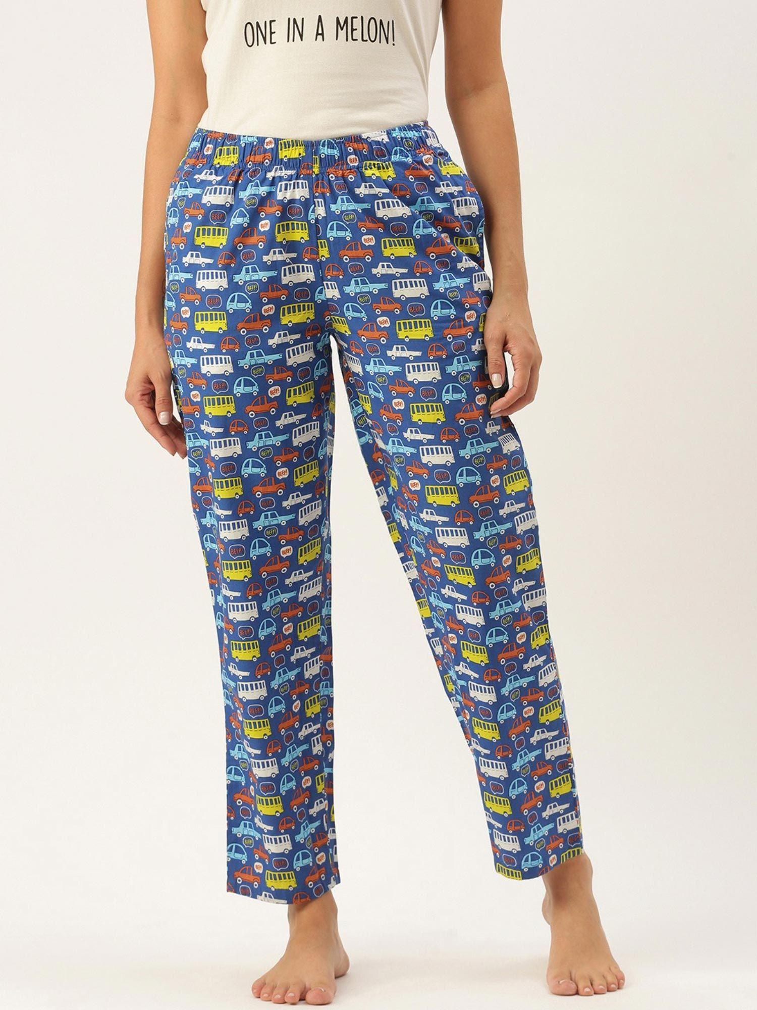 women blue cotton pyjamas