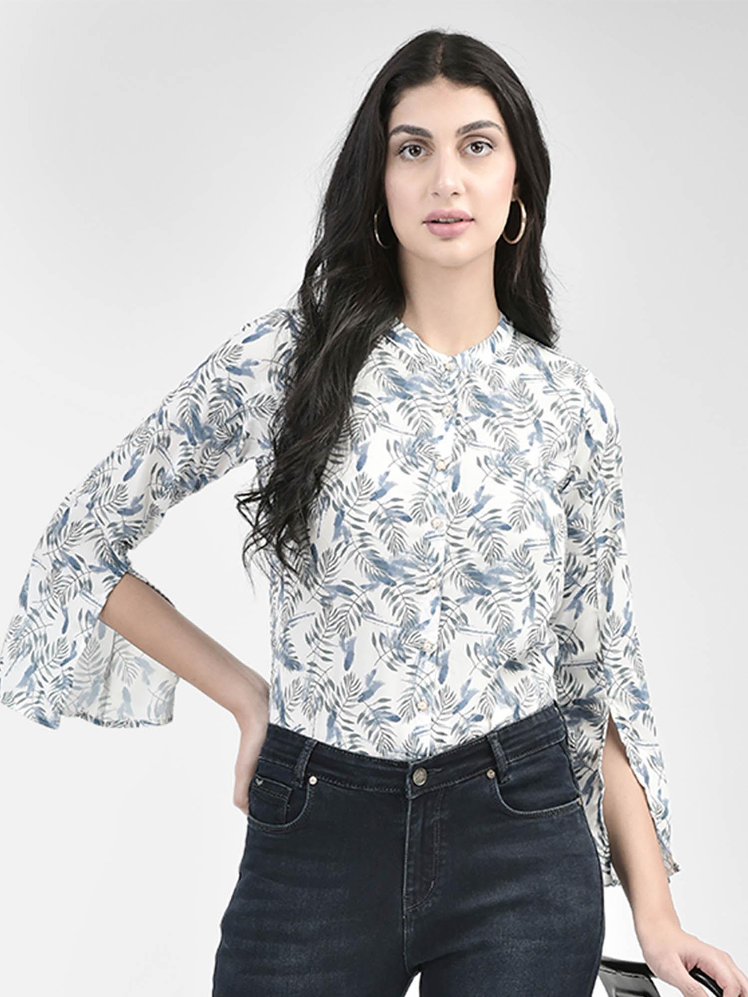 women blue floral top