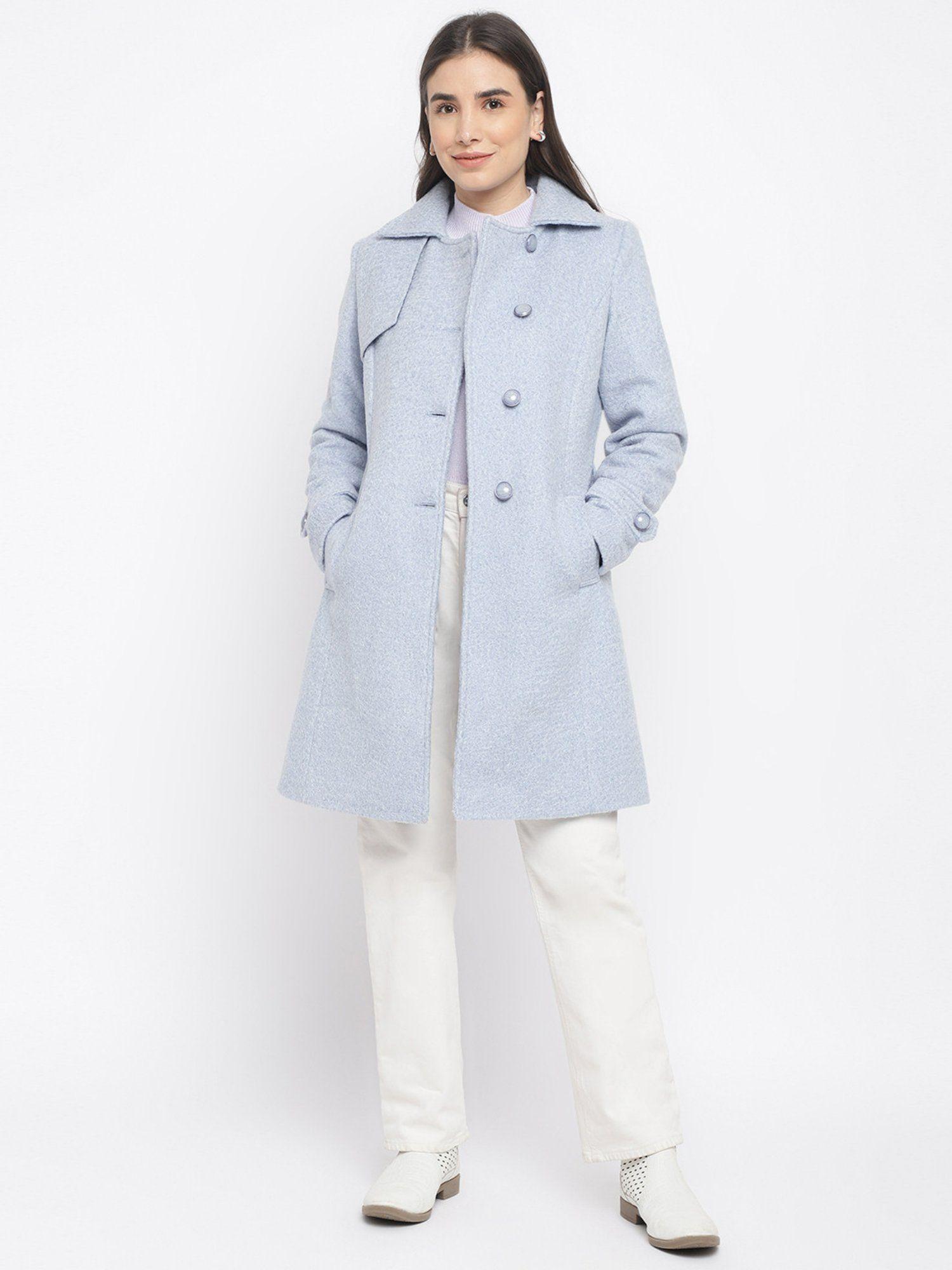 women blue full sleeve over coat (set of 2)