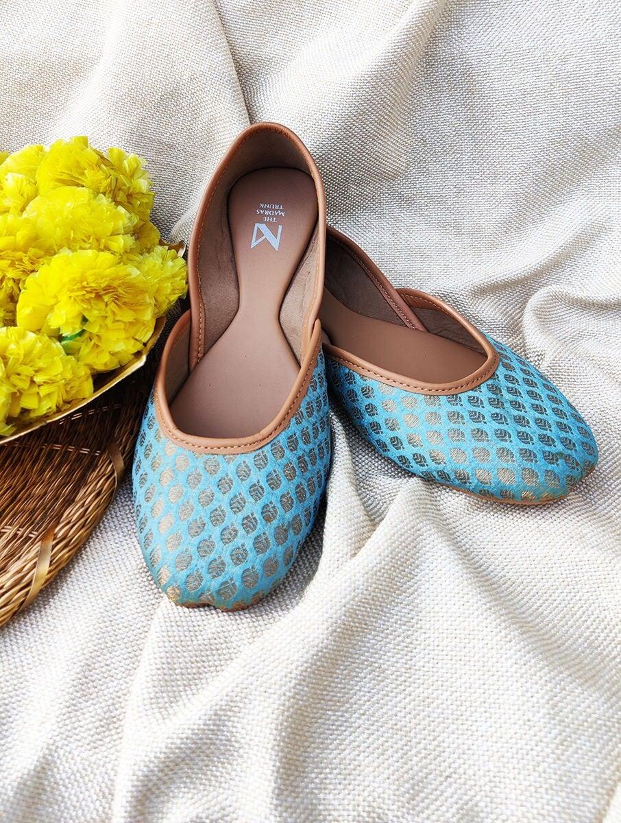 women blue leather jutti mojris &amp; juttis