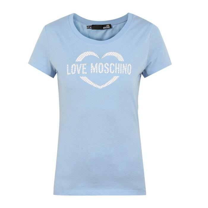 women blue lm heart branding t-shirt
