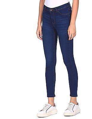 women blue mid rise betty jeggings