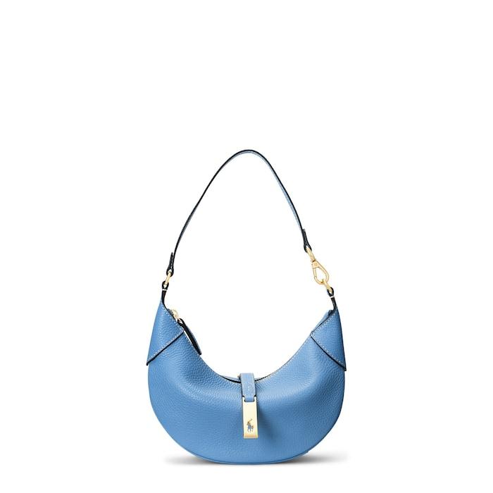 women blue polo id embossed mini shoulder bag