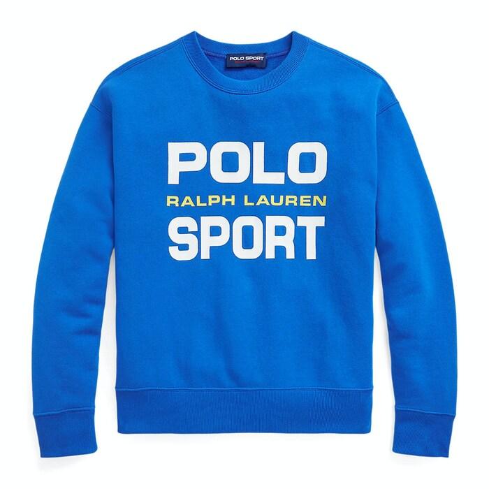 women blue polo sport fleece sweatshirt