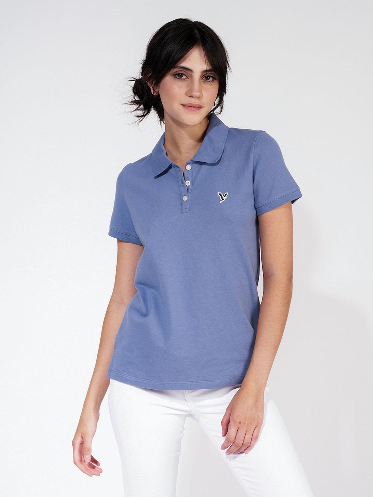 women blue polo t-shirt