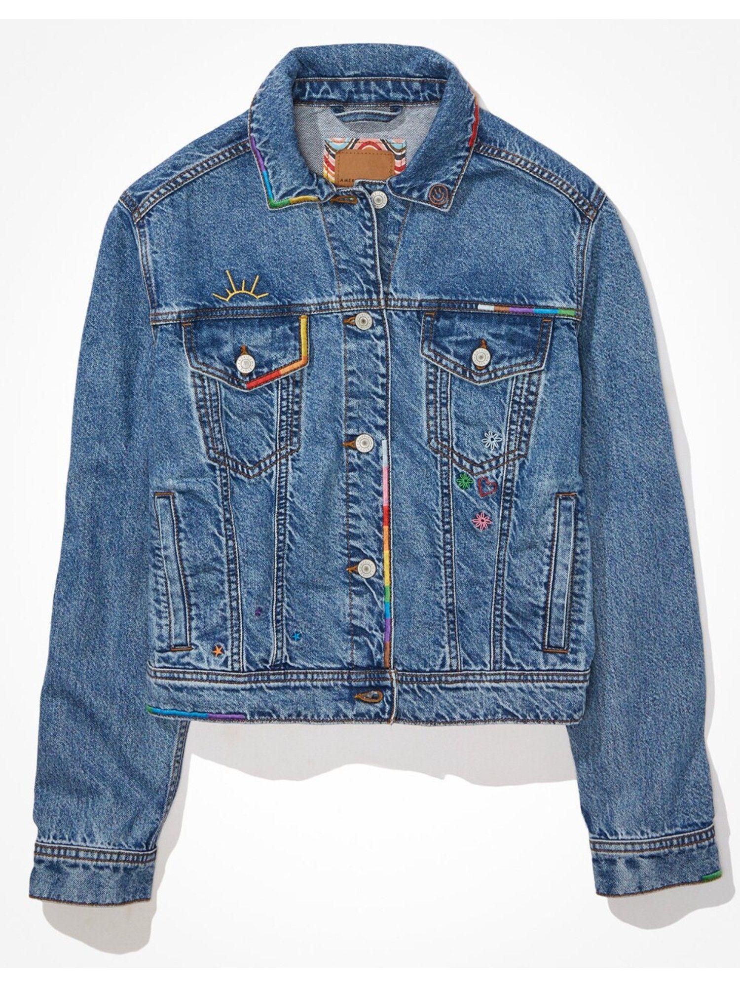 women blue pride classic denim jacket