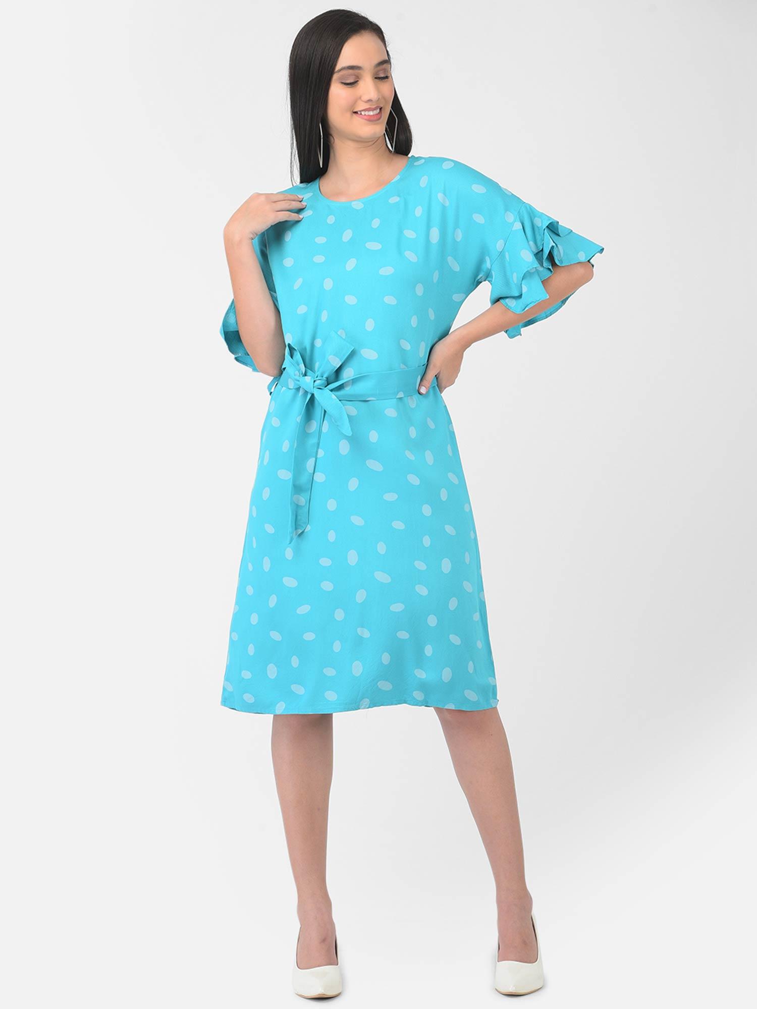 women blue printed dress