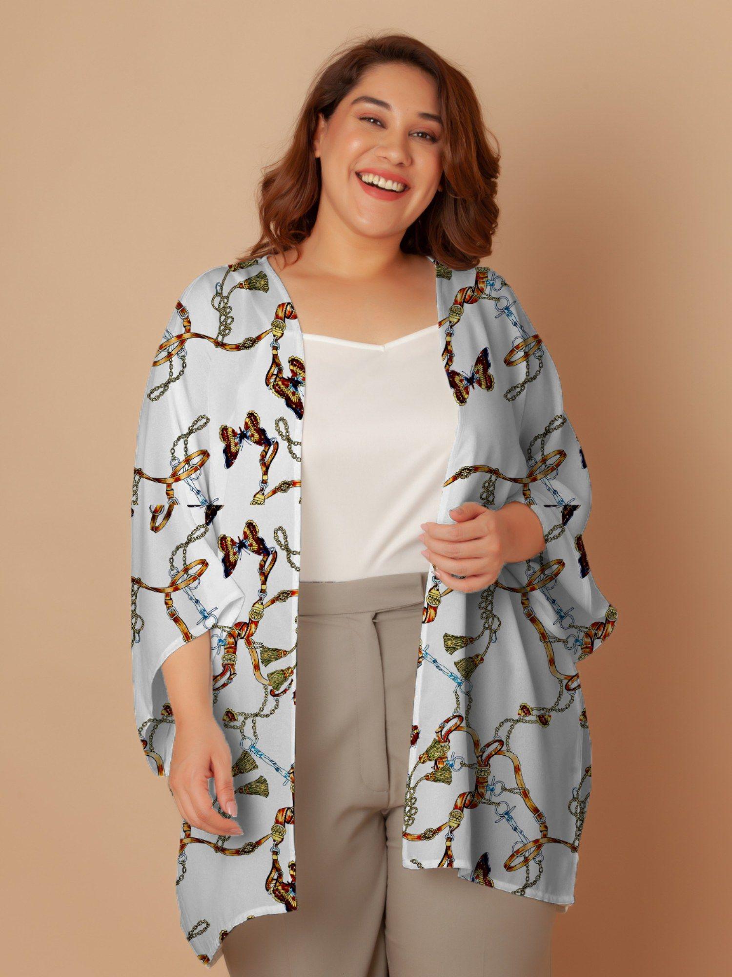 women blue printed peplum shrug