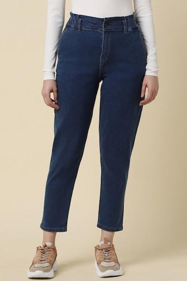 women blue regular fit dark wash jeans