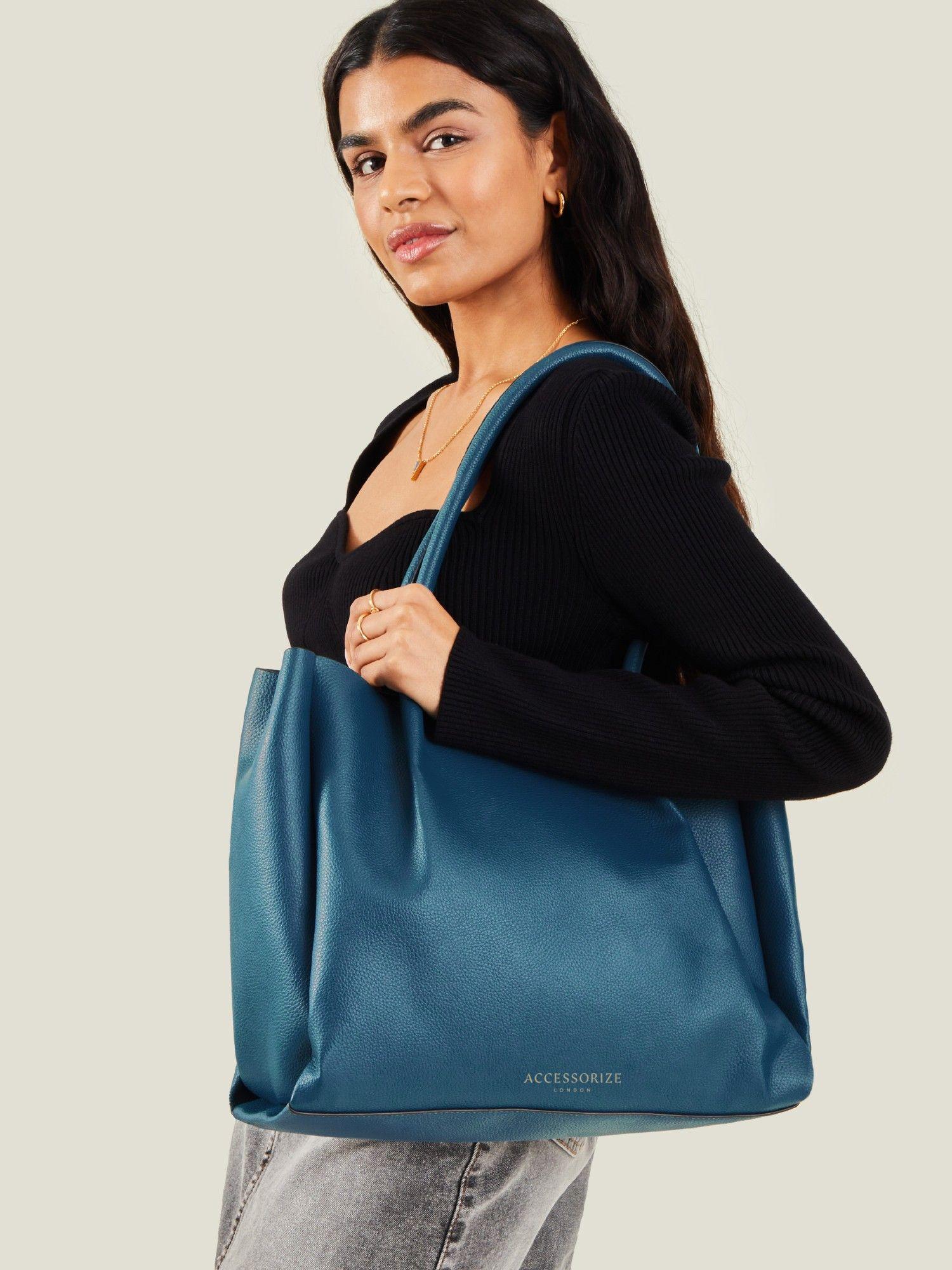 women blue soft shoulder bag