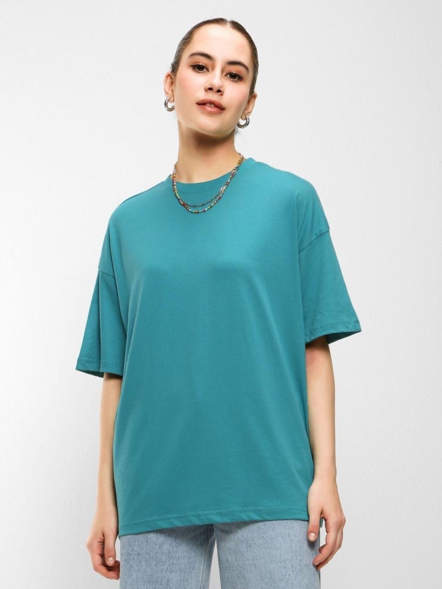 women blue solid normal t-shirt