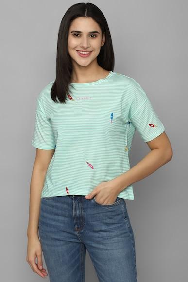 women blue stripe casual t-shirt