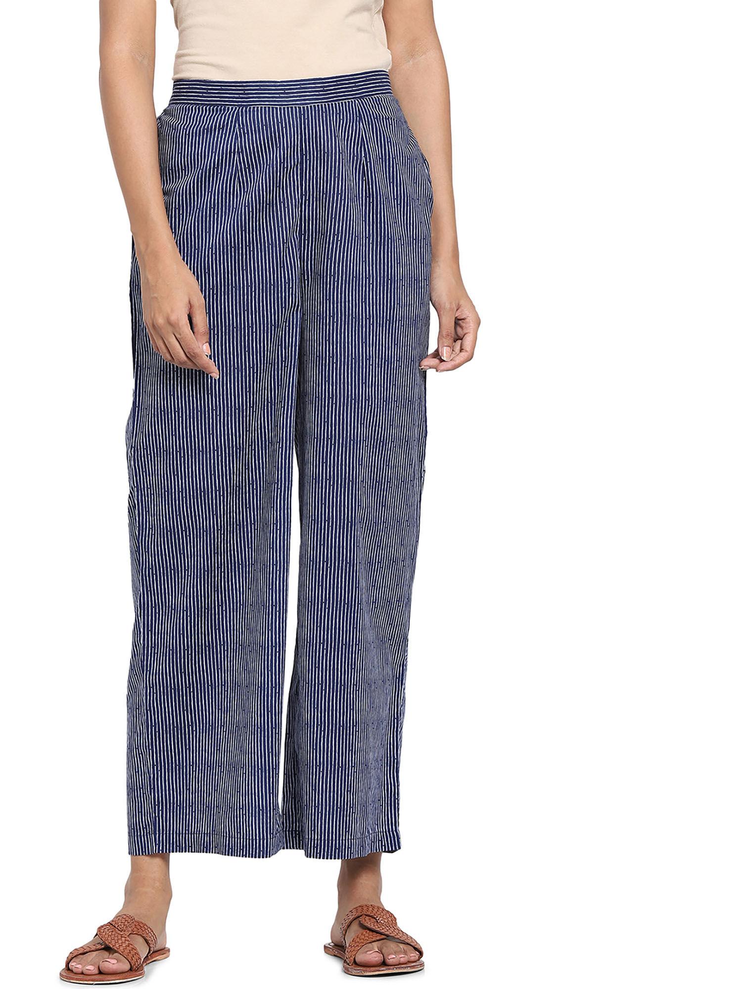 women blue striped pants