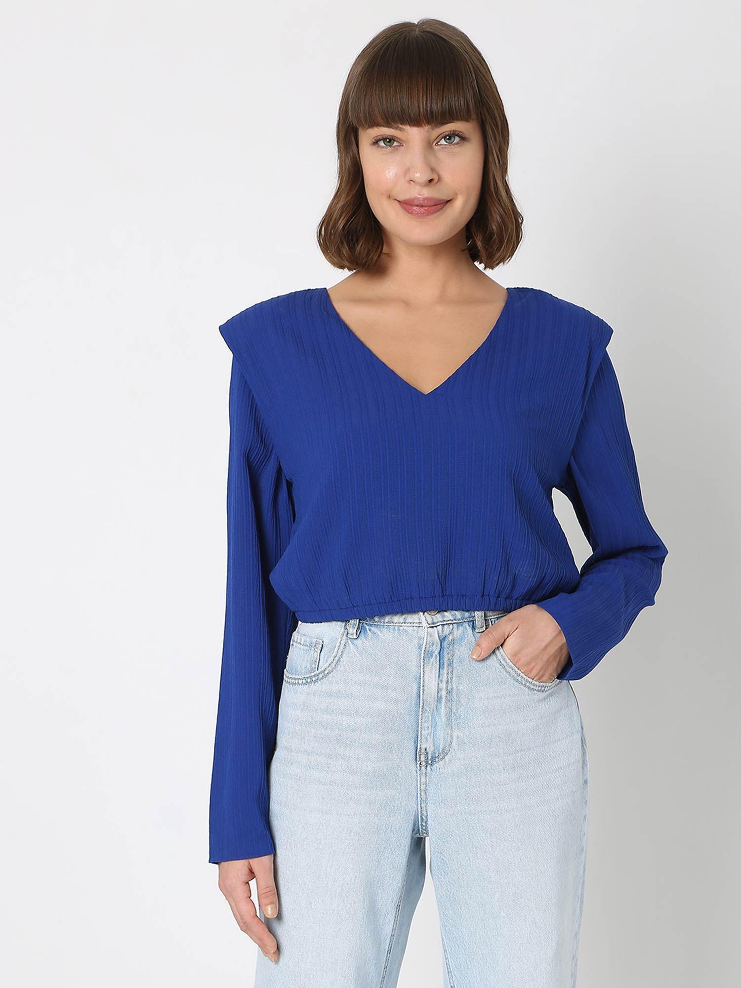 women blue stripes casual top