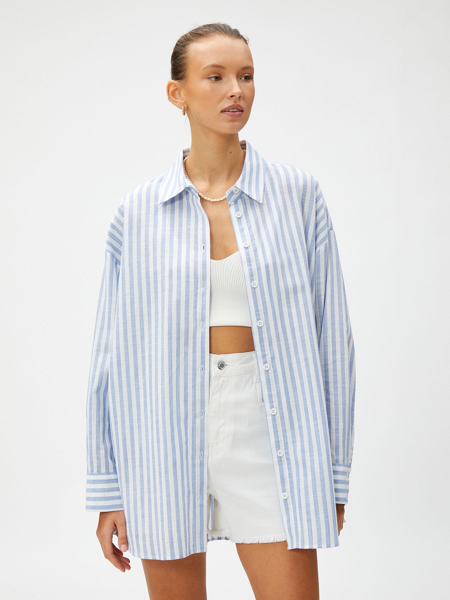 women blue stripes comfortable shirt